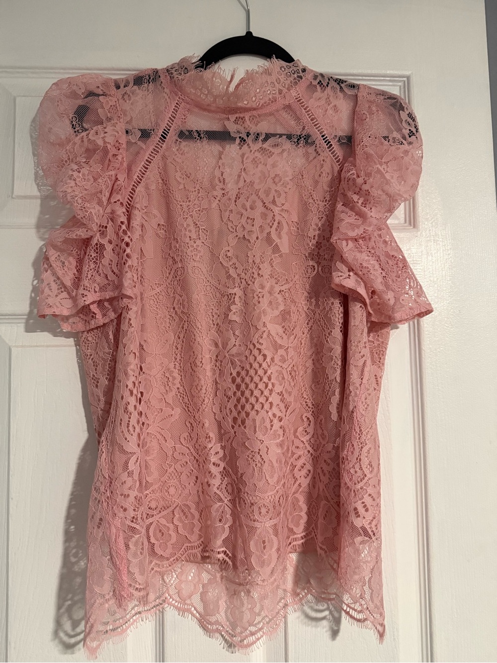 Savanna Jane Pink Lace Ruffle Sleeve Blouse